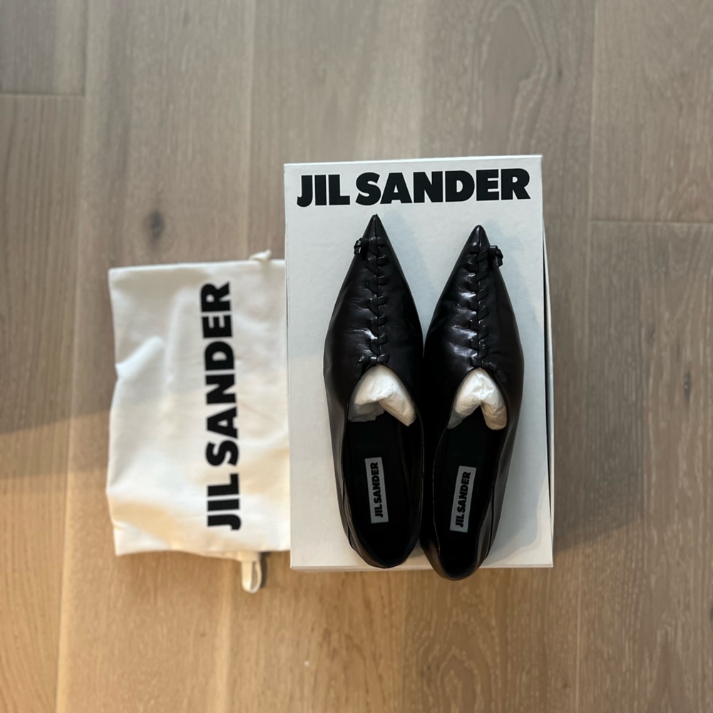 Pre-owner Jil Sander ballerina flats with pointy toes , black in eu38.5